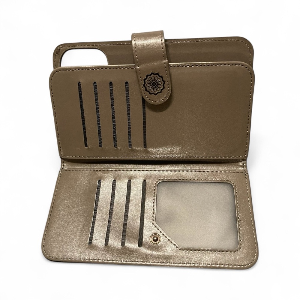 IPhone 12/12 Pro Mandala Embossed Olive Wallet + Detachable Case - Picture 4 of 5